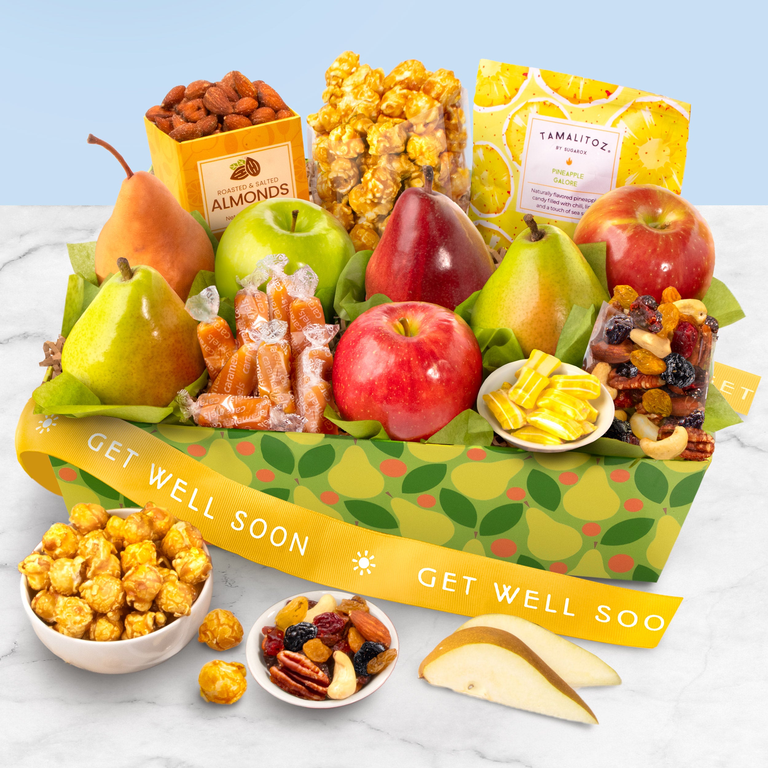 Get Well Soon Orchard Delight Fruit and Gourmet Basket – A Gift Inside