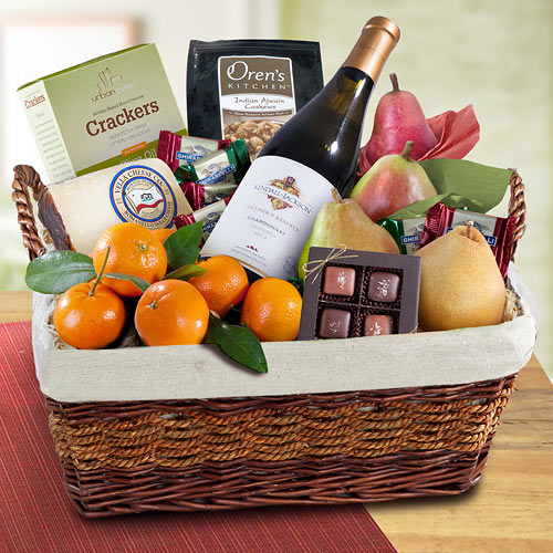 WA400X, Grand Abundance Wine and Fruit Gift Basket