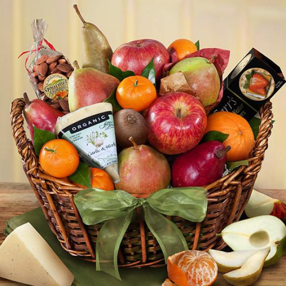 California Artisanal Cheese and Fruit Basket AA4059 A Gift Inside