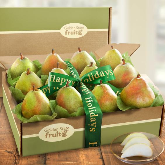 Happy Holidays Dozen Comice Pears Fruit Gift AB2007H A Gift Inside
