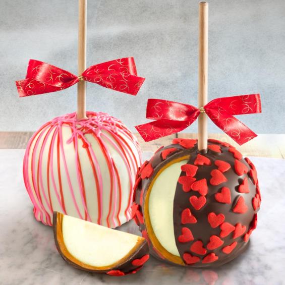 ACA1009V, Valentine's Day Delight Chocolate Covered Caramel Apples Duo