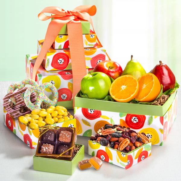 AT0463, Sunny Days Fruit & Sweets Gift Tower