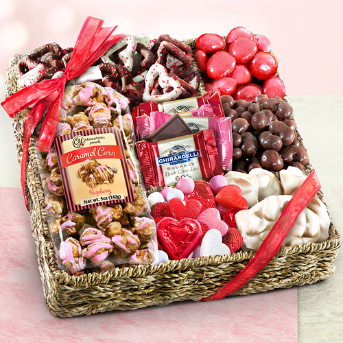 Valentines Chocolate, Sweets and Treats Gift Basket - AA4055V - A Gift