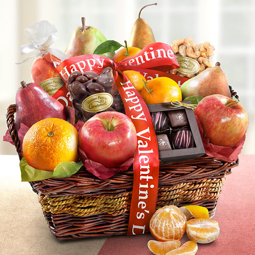 Happy Valentines Day Orchard Delight Fruit and Gourmet Basket AA4094V
