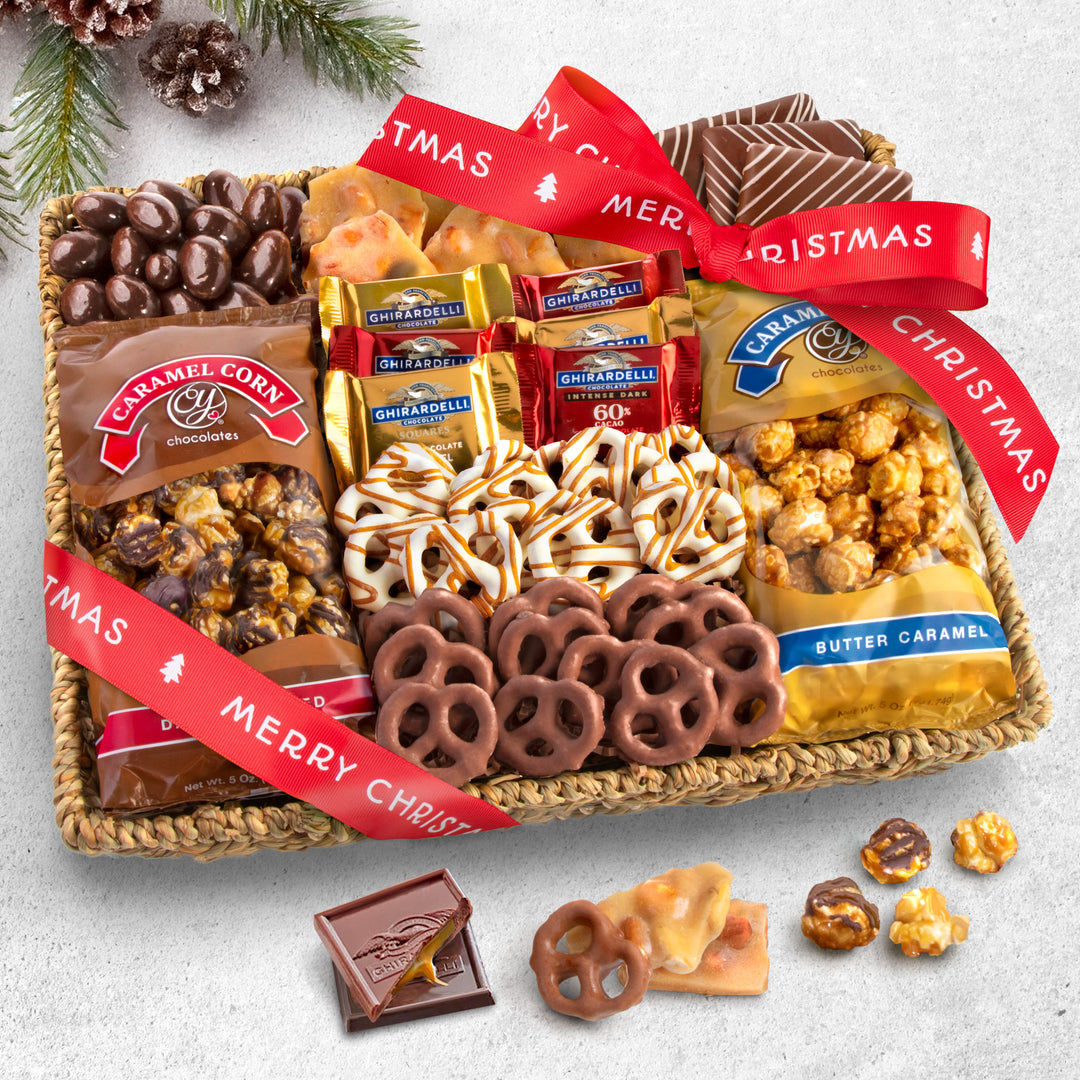 Merry Christmas Chocolate, Caramel and Crunch Grand Gift Basket