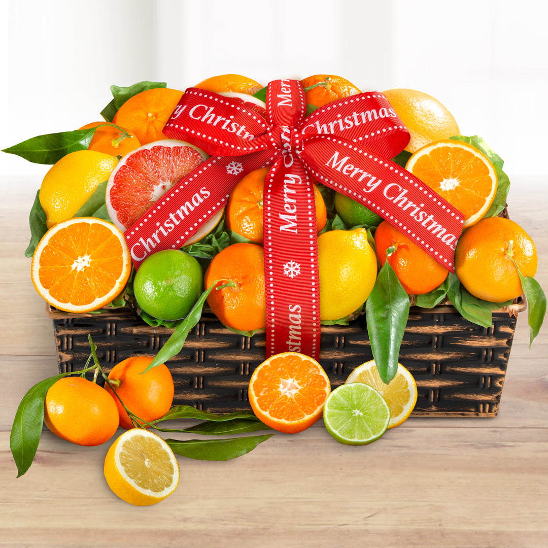 Merry Christmas Sweet Citrus Fruit Gift Basket