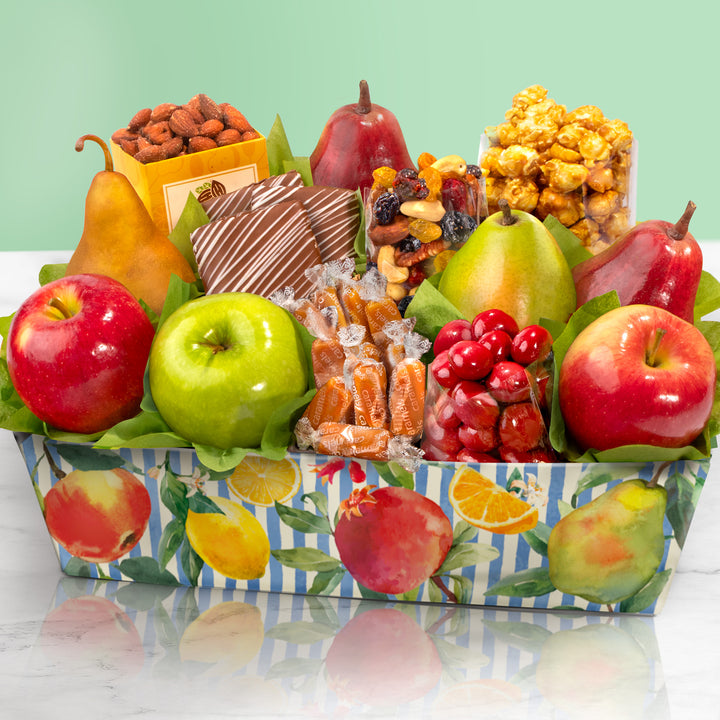 Happy Holidays Orchard Delight Fruit and Gourmet Basket