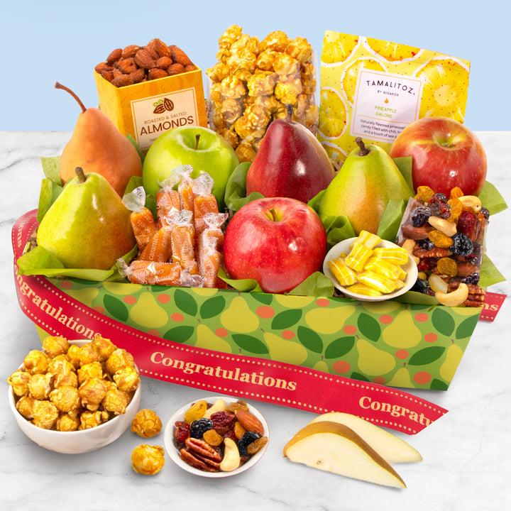 Congratulations Orchard Delight Fruit and Gourmet Basket