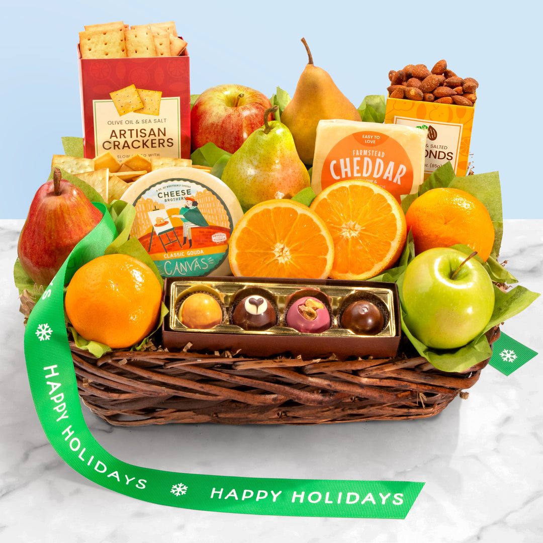 Happy Holidays Classic Deluxe Fruit Basket