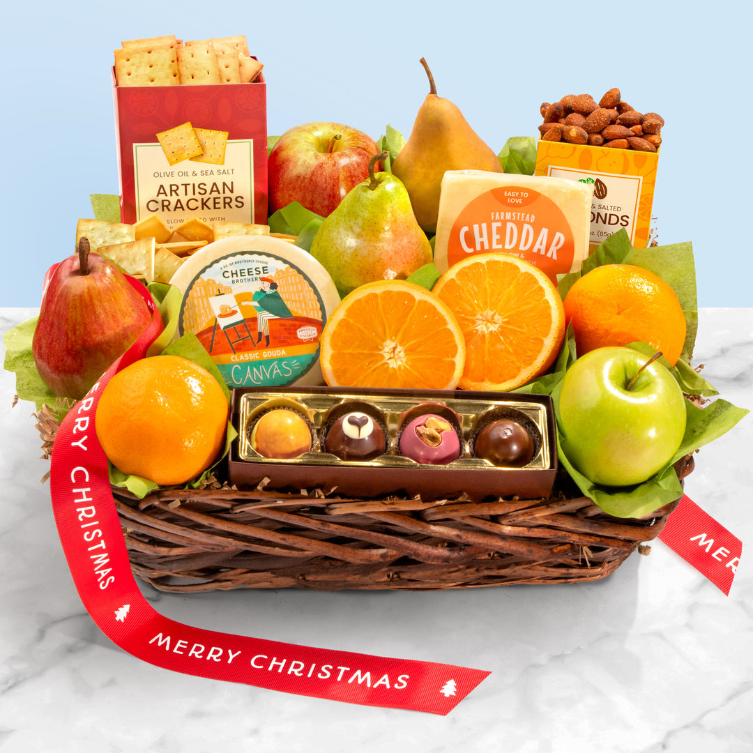Merry Christmas Classic Deluxe Fruit Basket