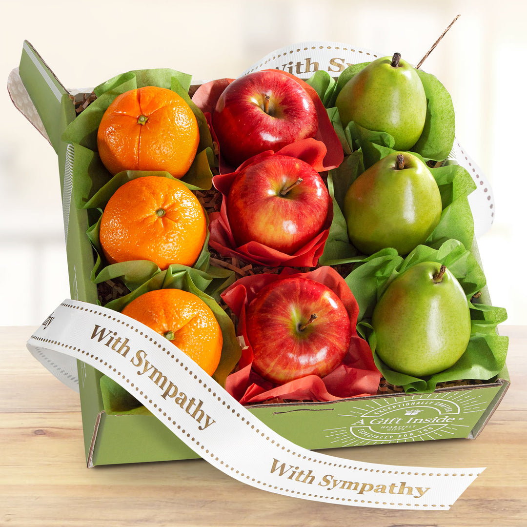 With Sympathy Fruitful Trio Deluxe Fruit Gift