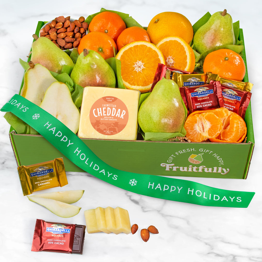 Happy Holidays Harvest Favorites Fruit and Gourmet Gift Box