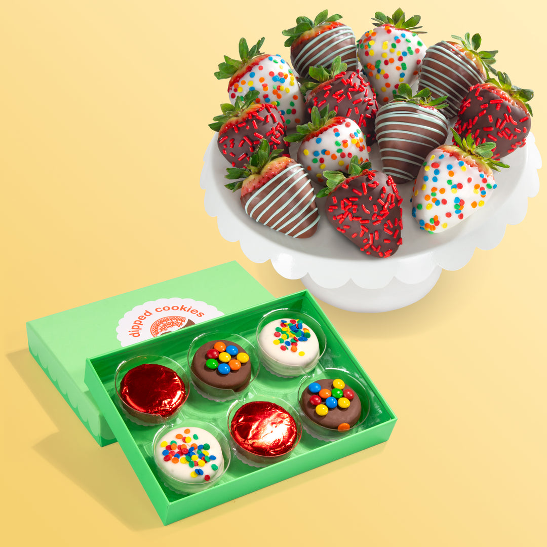 Birthday Chocolatey Covered Strawberries & Chocolatey Covered Cookies Gift Box