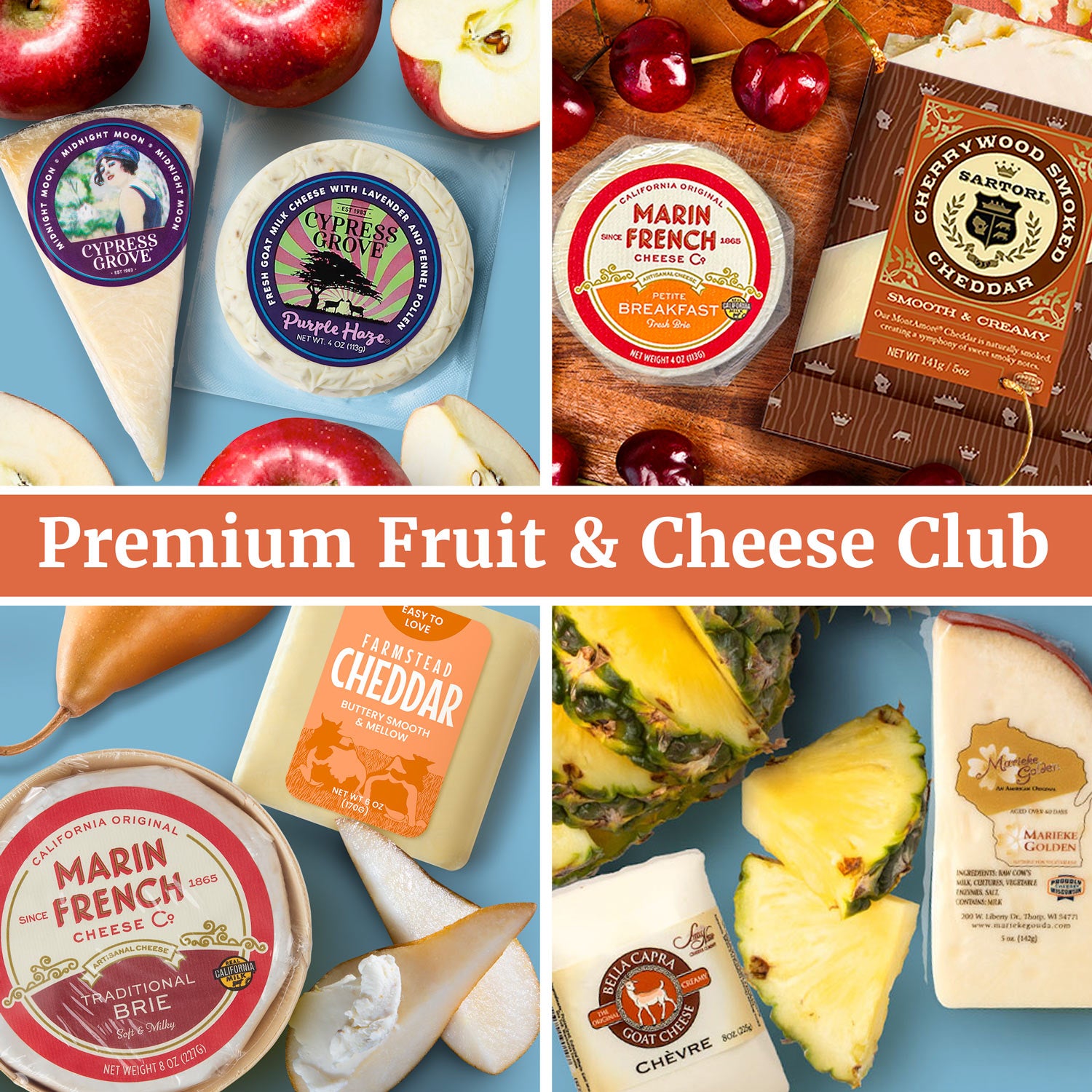 Deluxe Fruit & Cheese Club (with 2 cheeses) – A Gift Inside