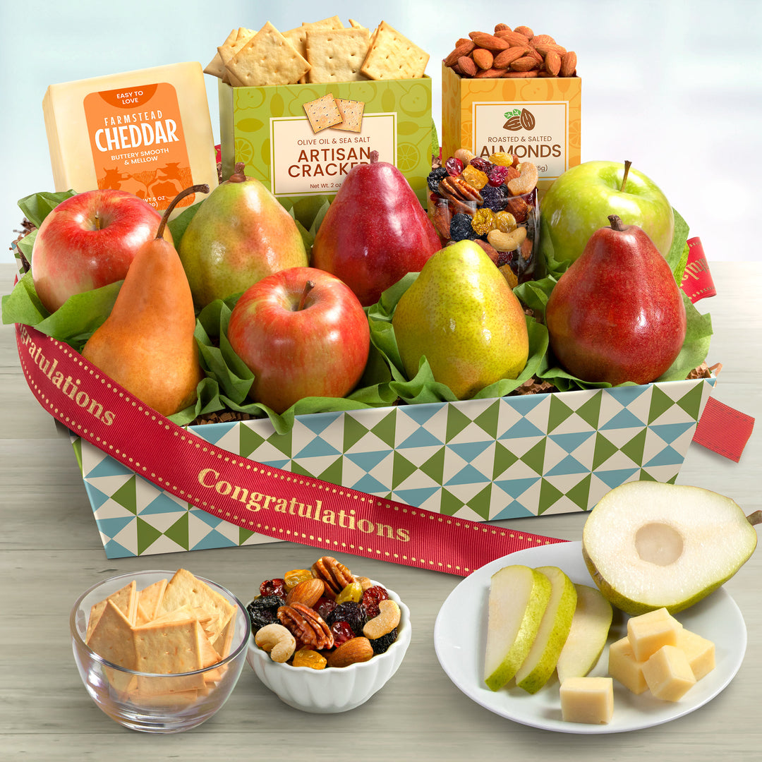 Congratulations Cheese and Nuts Classic Fruit Basket