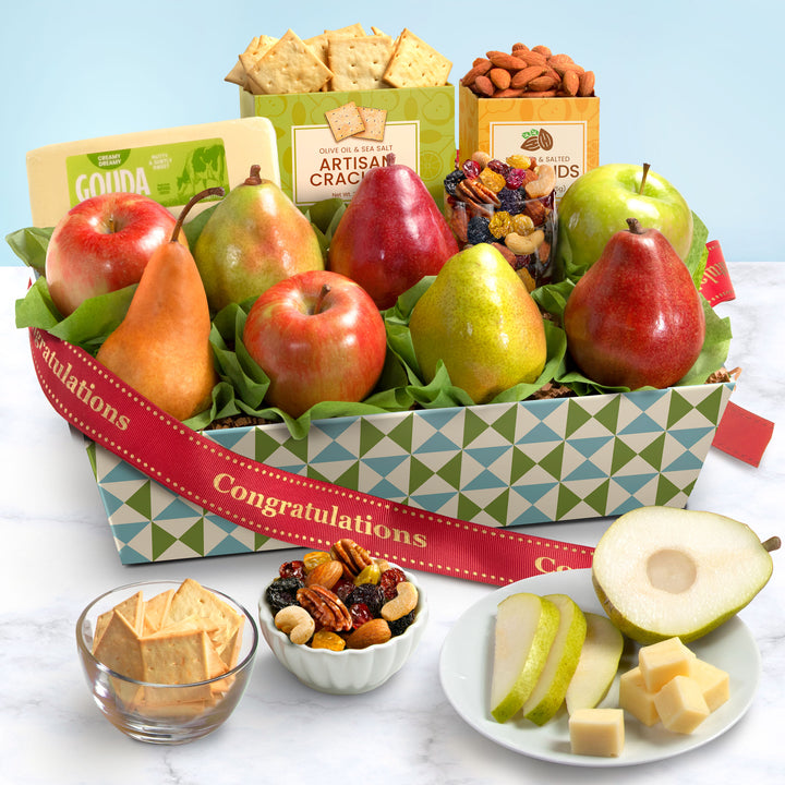 Congratulations Cheese and Nuts Classic Fruit Basket