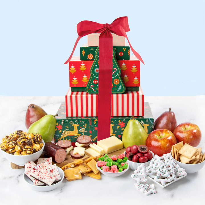 Merry Modern Deluxe Fruit, Cheese and Meat Tower