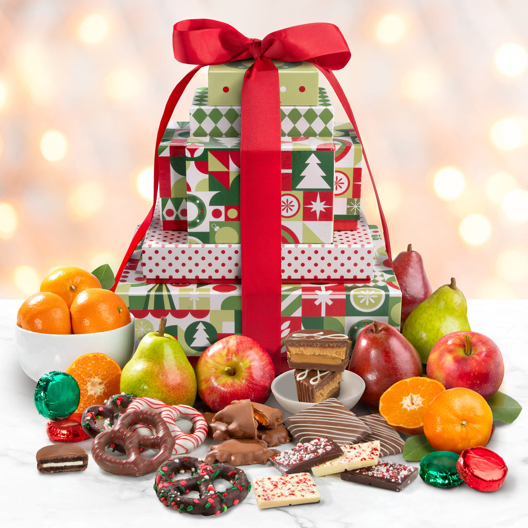 Christmas Cheer Fruit and Chocolate Deluxe Tower
