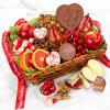 AA4050V, Valentine Treasures Fruit Basket Gift with Valentine Ribbon