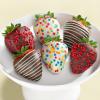 ACD1006, Happy Birthday Chocolatey Dipped Strawberries - 6 Berries