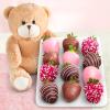 ACD2001BEAR, 12 Love Berries Chocolate Covered Strawberries with a 9" Plush Bear