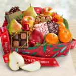 Holiday Treasures Fruit Basket with Merry Christmas Ribbon