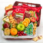 Holiday Tidings Deluxe Gourmet Gift Basket with Merry Christmas Gift Ribbon