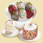 Happy Birthday Dipped Strawberries with Petite Birthday Cake - 6ct
