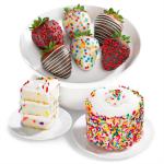 Happy Birthday Dipped Strawberries with Petite Birthday Cake - 6ct