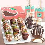 One Dozen Milk, Dark & White Delight Dipped Strawberries & Caramel Apple Duo