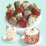 Happy Birthday Chocolate Dipped Strawberries & Petite Birthday Cake