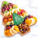 Season's Greetings Dried Fruit and Nuts on Tree Shaped Bamboo Cutting Board