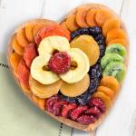 Dried Fruit on Heart Bamboo Serving Tray