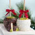 Christmas Holiday Bliss Milk & White Dipped Caramel Apples Pair