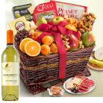 Abundance Classic Fruit Basket with Wine - Margaretts Vineyard Sauvignon Blanc