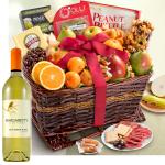 Abundance Classic Fruit Basket with Wine - Margaretts Vineyard Sauvignon Blanc