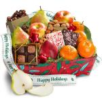 Holiday Treasures Fruit Basket with Happy Holidays Ribbon