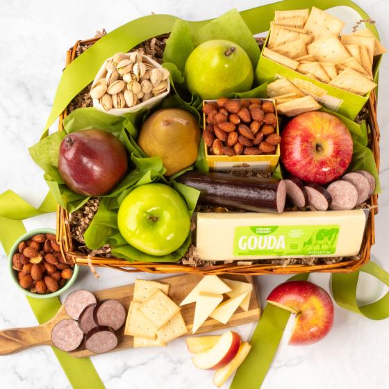 Fruit, Cheese & Meat Classic Gourmet Basket AA4025 A Gift Inside