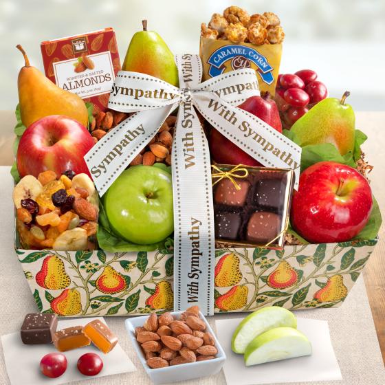 Sympathy Orchard Delight Fruit and Gourmet Basket AA4094S A Gift Inside