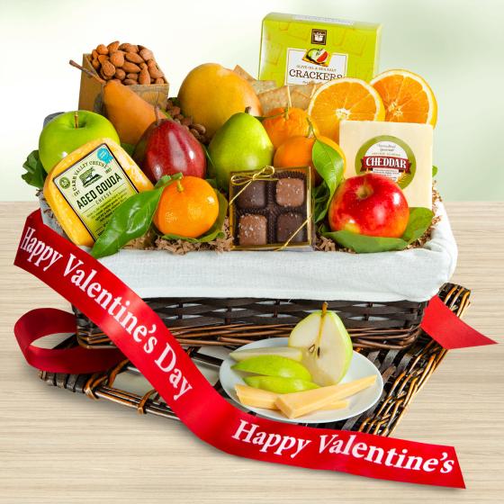Happy Valentines Day Deluxe Fruit Basket AA4101V A Gift Inside