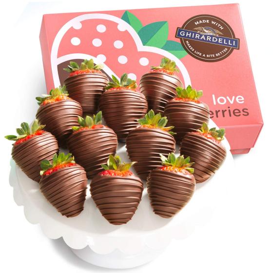 Made with Ghirardelli Milk Chocolate Covered Strawberries 12 Berries
