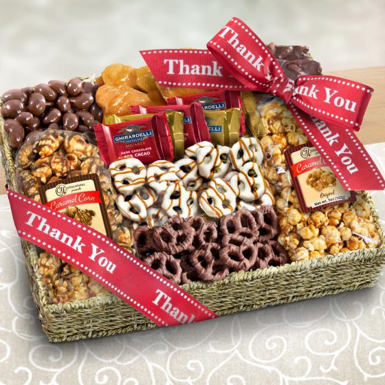 Thank You Chocolate Caramel And Crunch Grand Gift Basket 4056t A Gift Inside