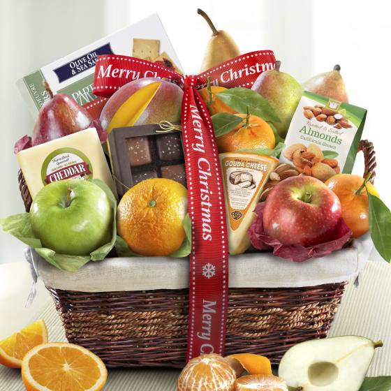 Merry Christmas Classic Deluxe Fruit Basket AA4101X A Gift Inside