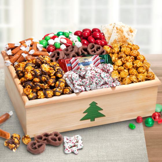 Christmas Snacks, Chocolate & Crunch Gift Crate with Tree AC1080 A Gift Inside