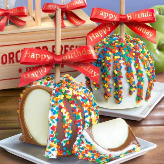Happy Birthday Chocolate Covered Caramel Apples Pair in a ...