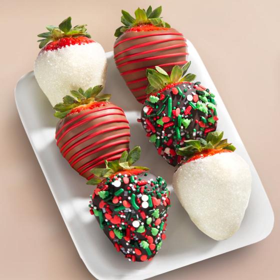6 Holly Jolly Christmas Chocolate Covered Strawberries