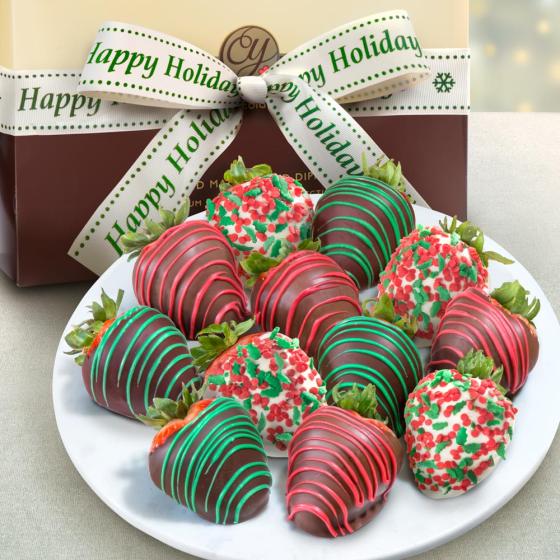 12 Holly Jolly Christmas Chocolate Covered Strawberries