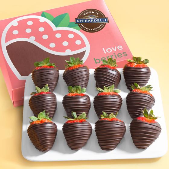 Made with Ghirardelli Dark Chocolate Covered Strawberries 12 Berries