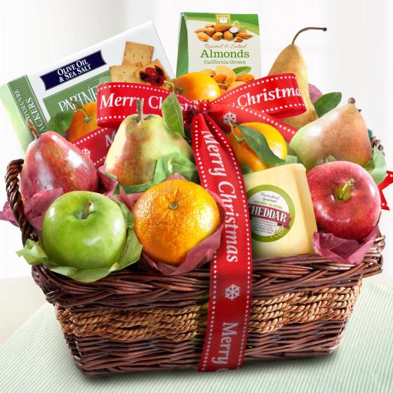 Merry Christmas Fruit and Gourmet Basket - AP8019X - A Gift Inside