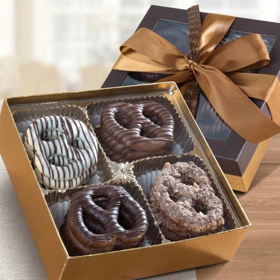 Chocolate Dipped Large Pretzels Gift Box, 16 Ct CY1023R A Gift Inside